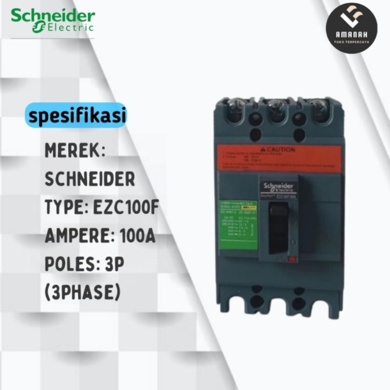 Jual NO FUSE BREAKER MCCB 3P SCHNEIDER EZC100F 100A | Shopee Indonesia