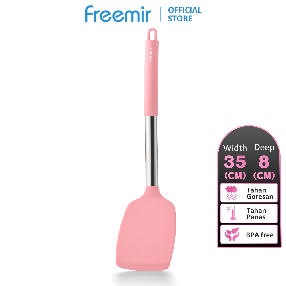 Jual freemir Spatula Silikon Warna Pink Anti Gores Food Grade Sutil
