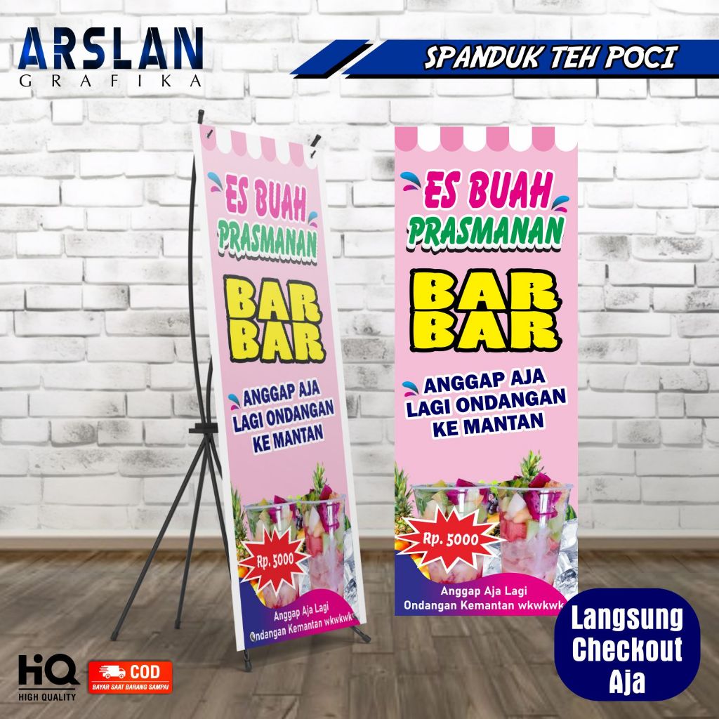 Jual Spanduk X Banner Es Buah Barbar Bisa Ganti Nama Toko - Ukuran 60 X ...