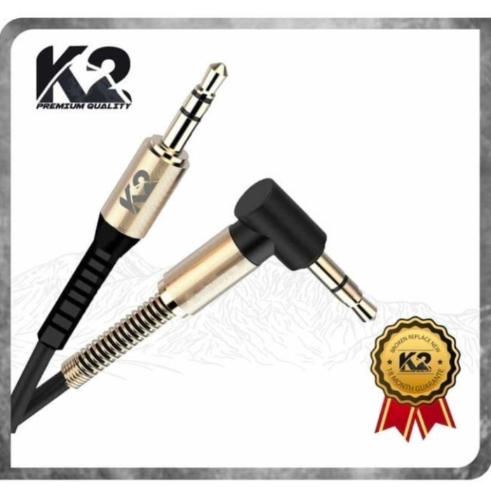 Jual K2 Kabel Aux/Audio Meta Spring L 1M 1×1 3.5MM/ kabel K2 | Shopee ...