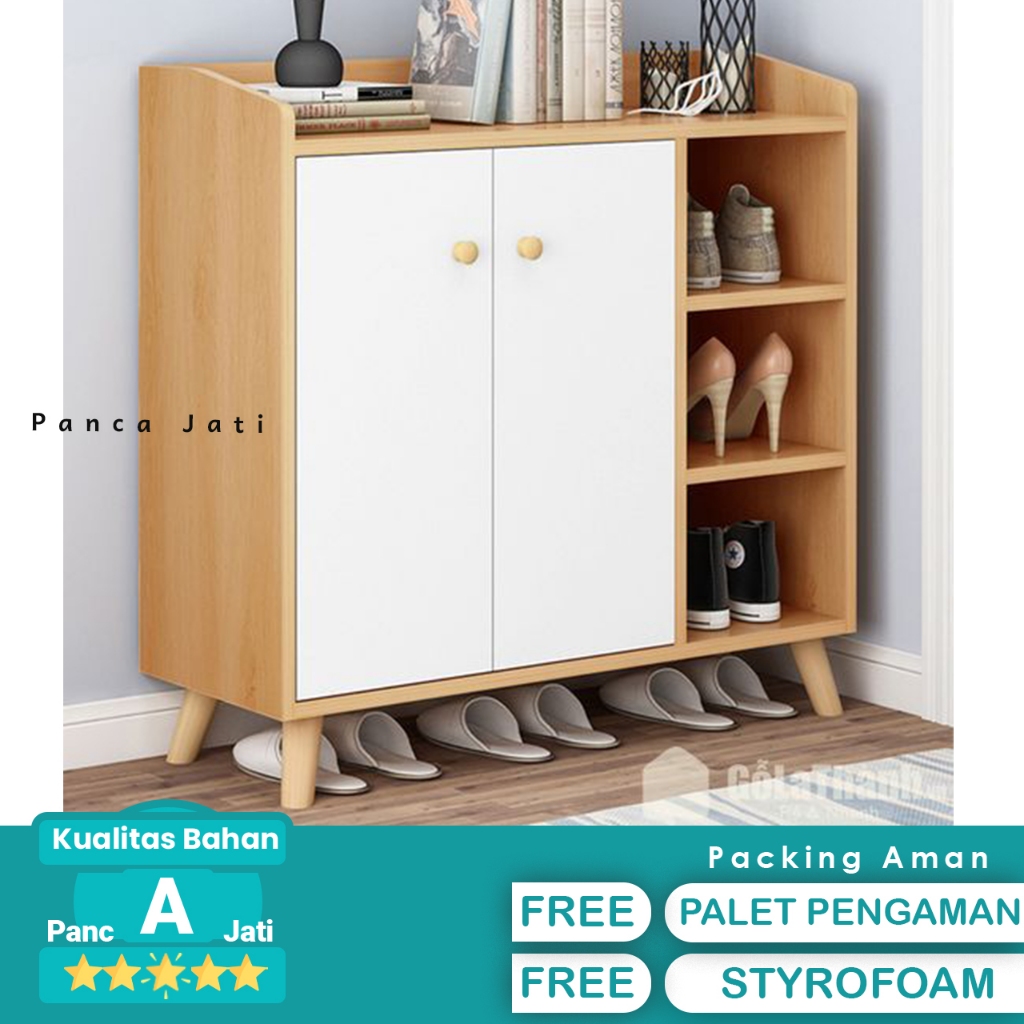 Jual Rak Sepatu Tertutup 2 Pintu Warna Serat dan Putih | Shopee Indonesia