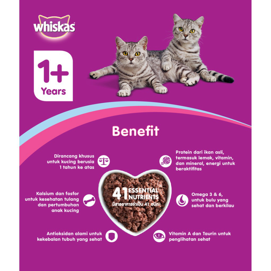 Jual WHISKAS® Makanan Kucing Basah Rasa Tuna 80 g 1. Dirancang khusus