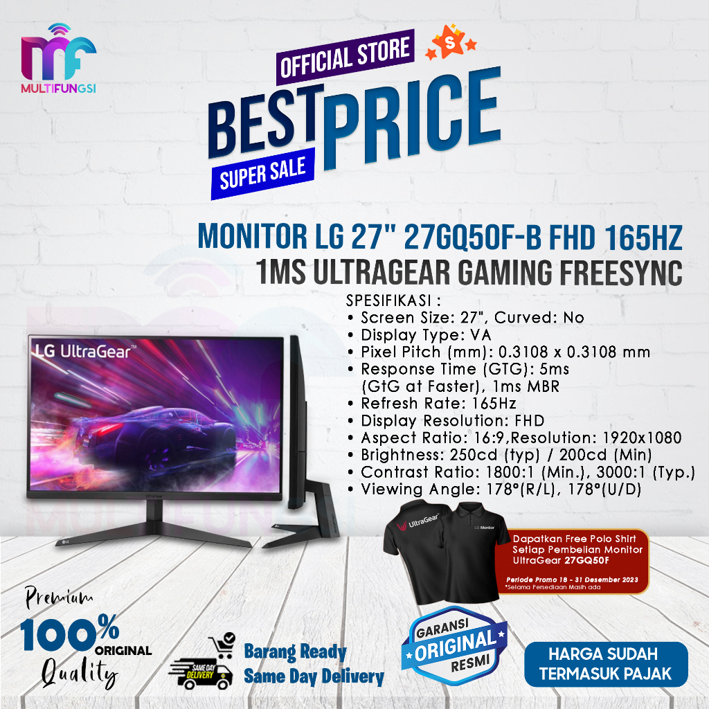 Jual Monitor Lg 27 27gq50f B Fhd 165hz 1ms Ultragear Gaming Freesync Shopee Indonesia 9899