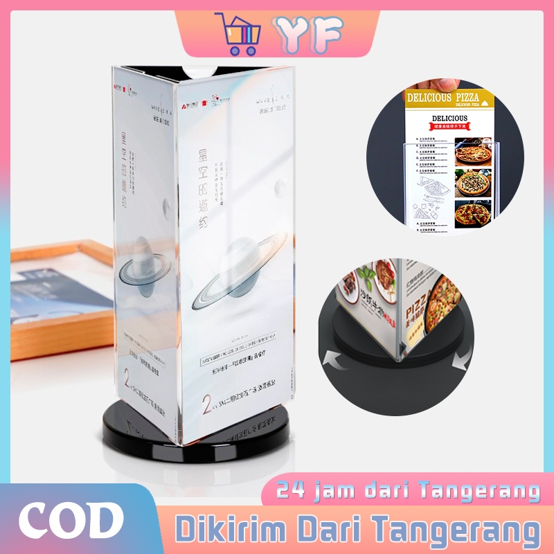 Jual Baru Stand Menu 3 Sisi Rotasi 360 Derajat Akrilik Tempat Menu ...