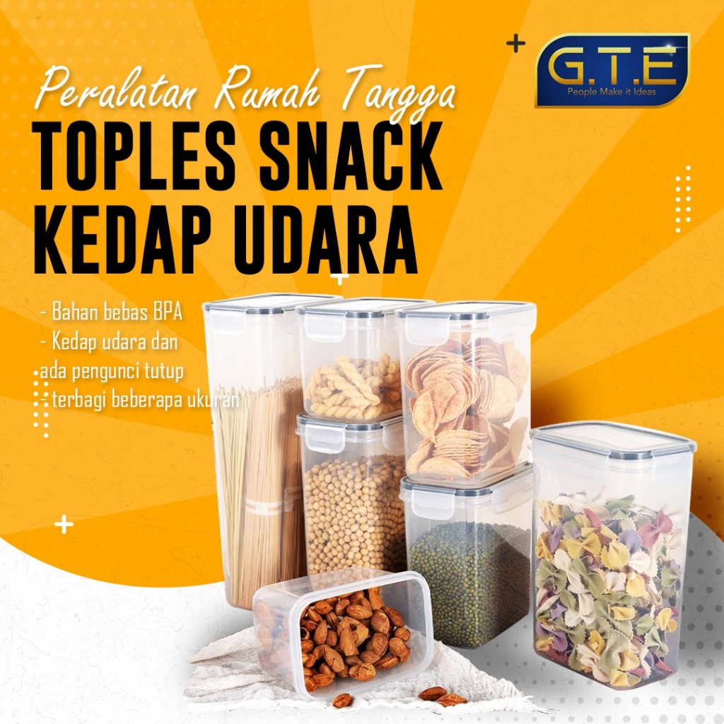 Jual Gte Toples Kotak Snack Kedap Udara Penyimpanan Bening Cereal Kontainer Makanan Food