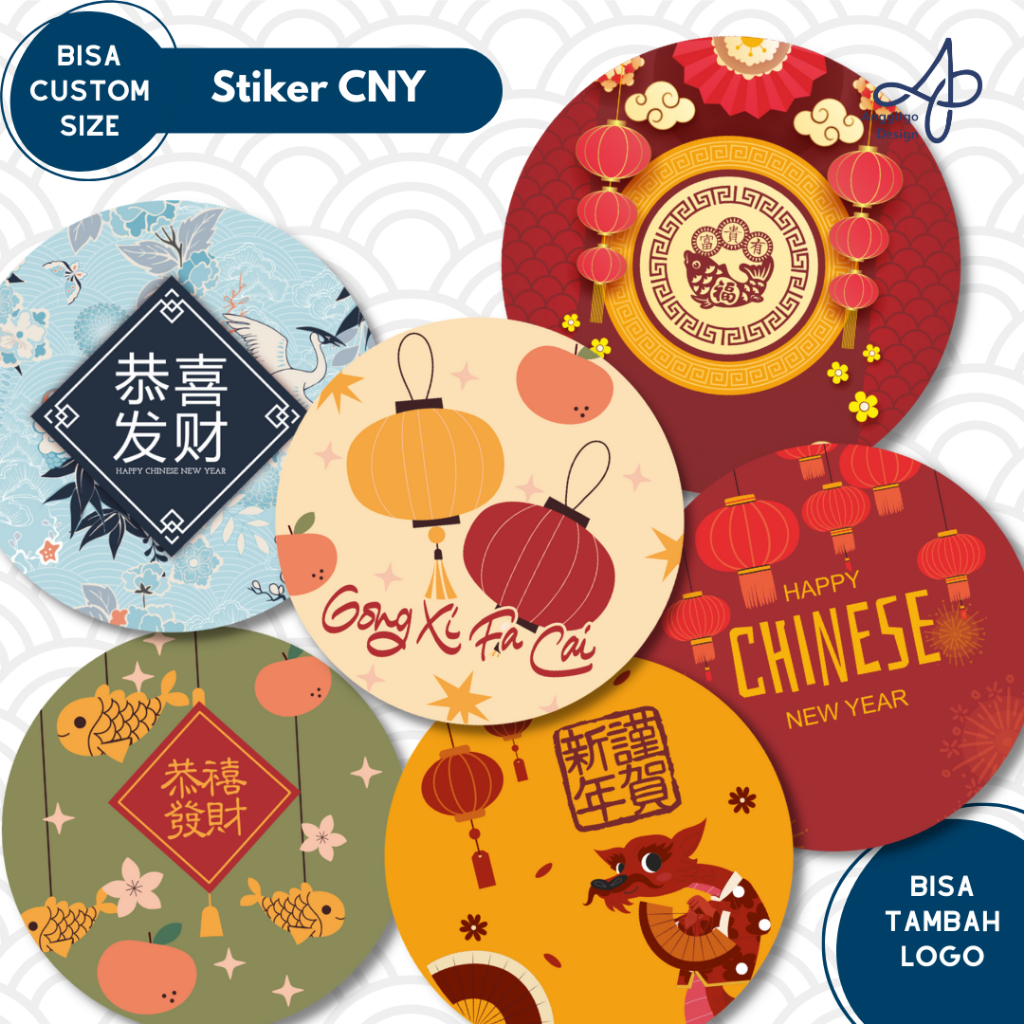 Jual Stiker Toples CNY Sticker Toples Imlek Label Happy Chinese New ...