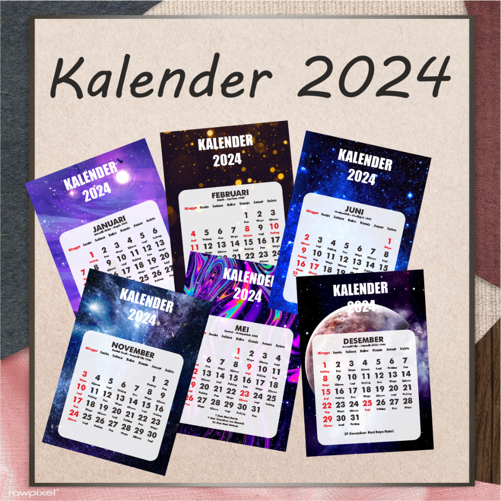 Jual Model A [Bulanan] Kalender 2024 Kalender Dinding 2024 Spiral ...