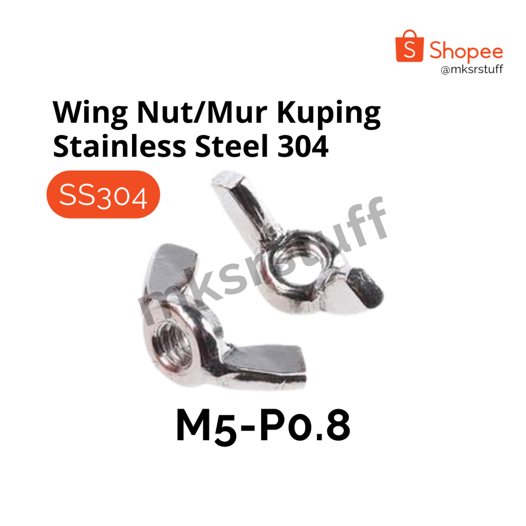 Jual SS304 Mur Kuping/Wing Nut - M5, M6, M8, M10 | Shopee Indonesia