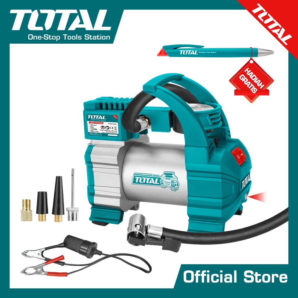 Jual TOTAL Pompa Kompresor Ban Mobil/Mini Air Compressor (DC 12V ...