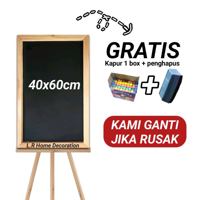 Jual Papan Tulis Blackboard 40x60cm + Kaki (Bonus Kapur 1 Box