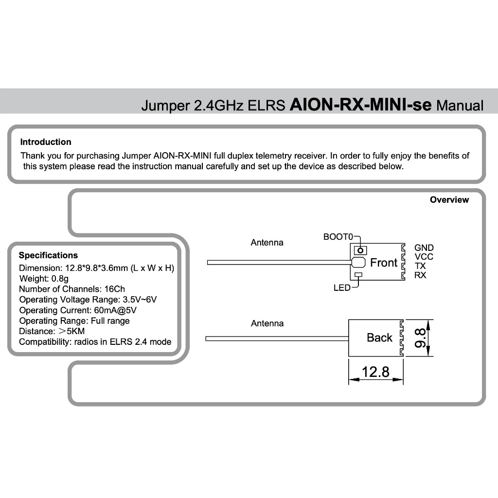 Jual Jumper 2.4G ExpressLRS ELRS AION RX MINI-SE Receiver Rx for RC ...