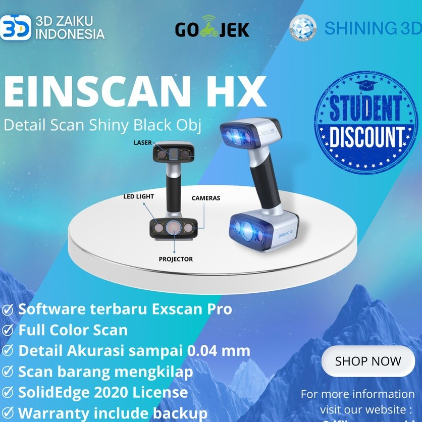 Jual Industrial Grade 3D Scanner Einscan HX for Detail Scan Shiny Black ...