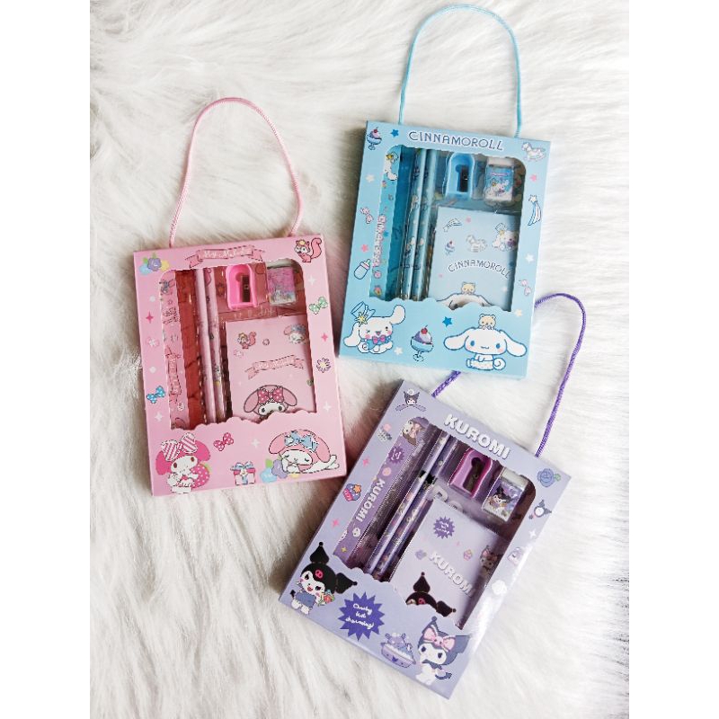 Jual Set Alat Tulis Pensil Rautan Motif Sanrio Cinnamoroll Kuromi ...