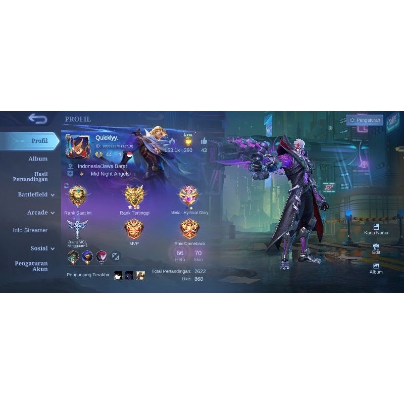 Jual akun mlbb Shopee Indonesia
