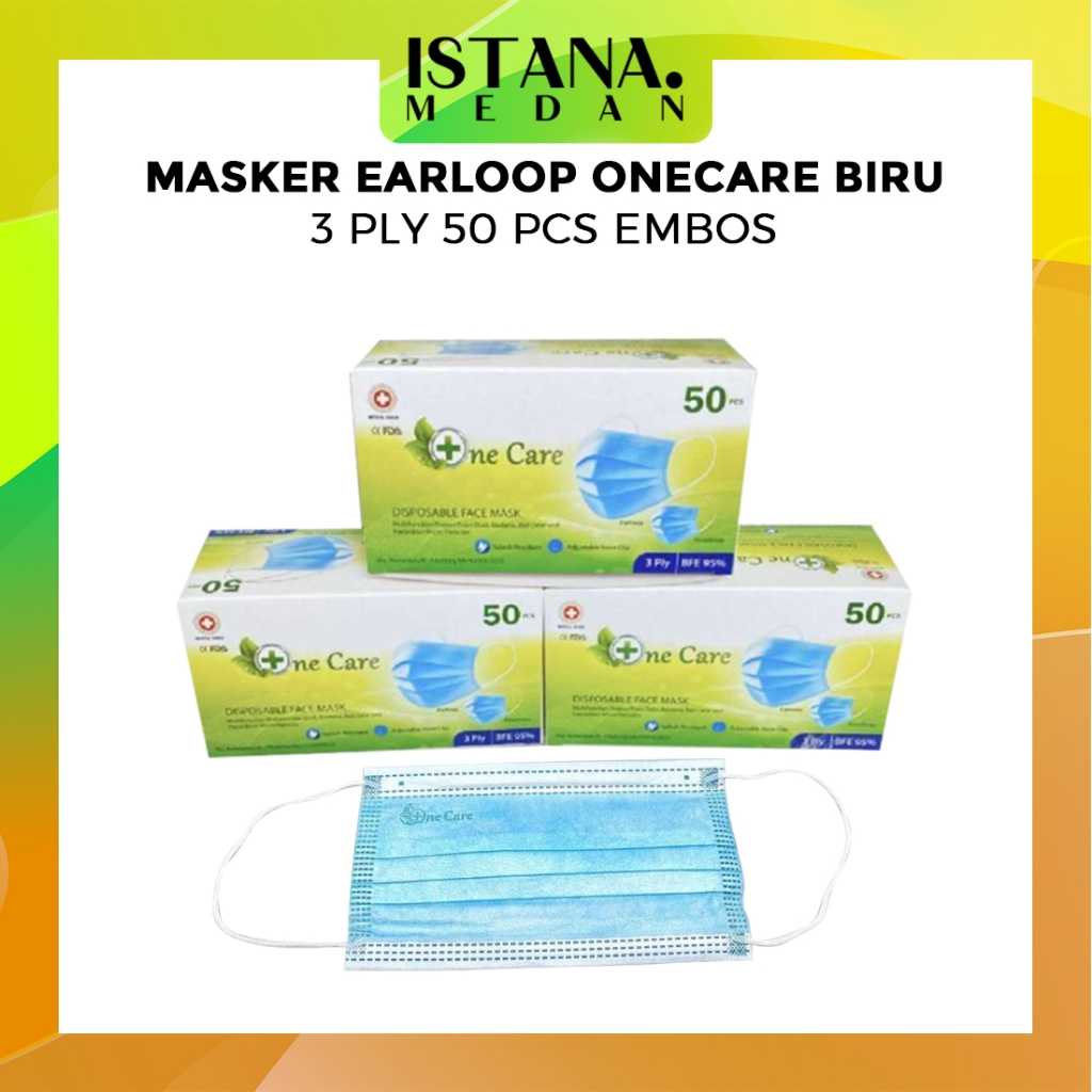 Jual MASKER EARLOOP ONECARE BIRU 3 ply 50 PCS EMBOS | Shopee Indonesia