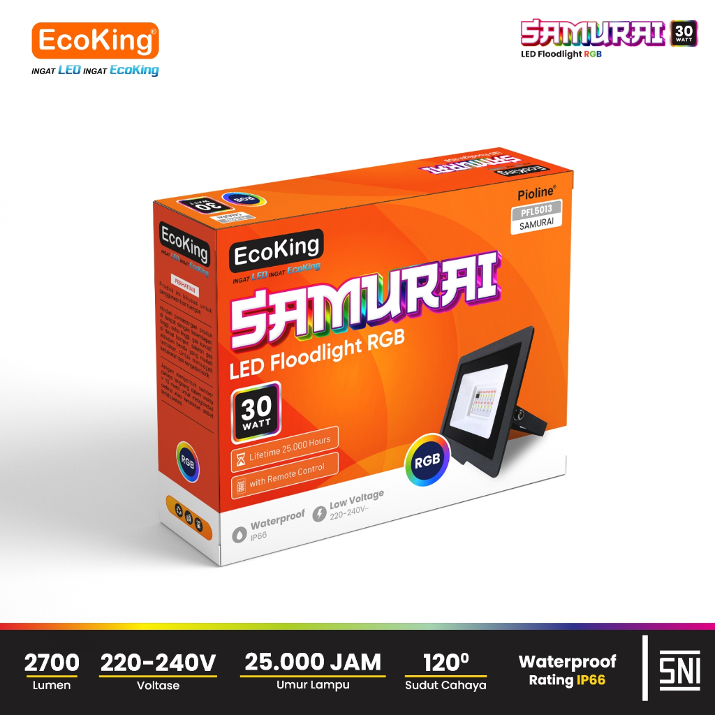 Jual EcoKing LED Samurai Flood Light Lampu Sorot 30W RGB (SAMURAI ...