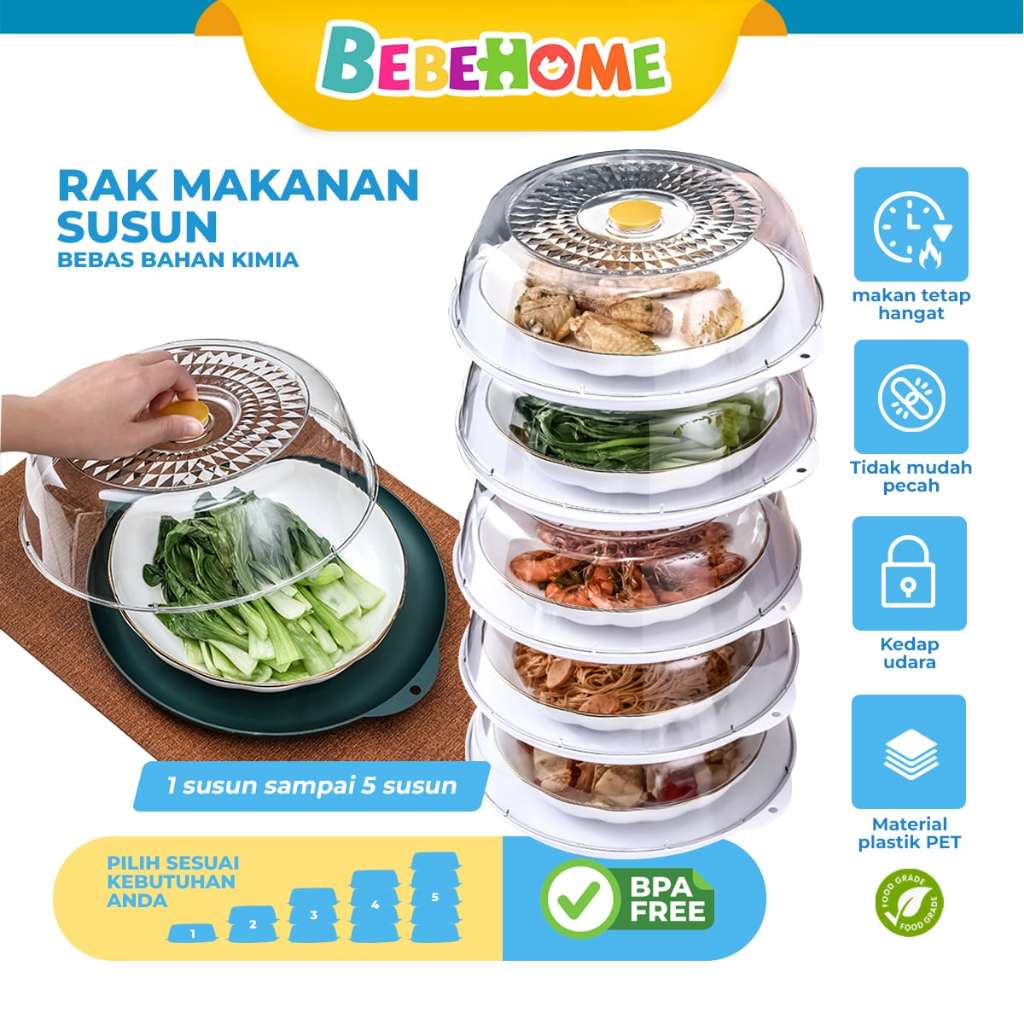 Jual Bebehome Tudung Saji Susun Kristal Anti Pecah Rak Untuk Menyimpan ...