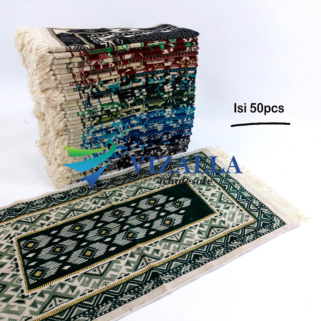 Isi 50pcs Sajadah Turki Midi Beludru Karpet 53x105cm/ Karishma/ Souvenir Haji Umroh Tahlilan Pernikahan
