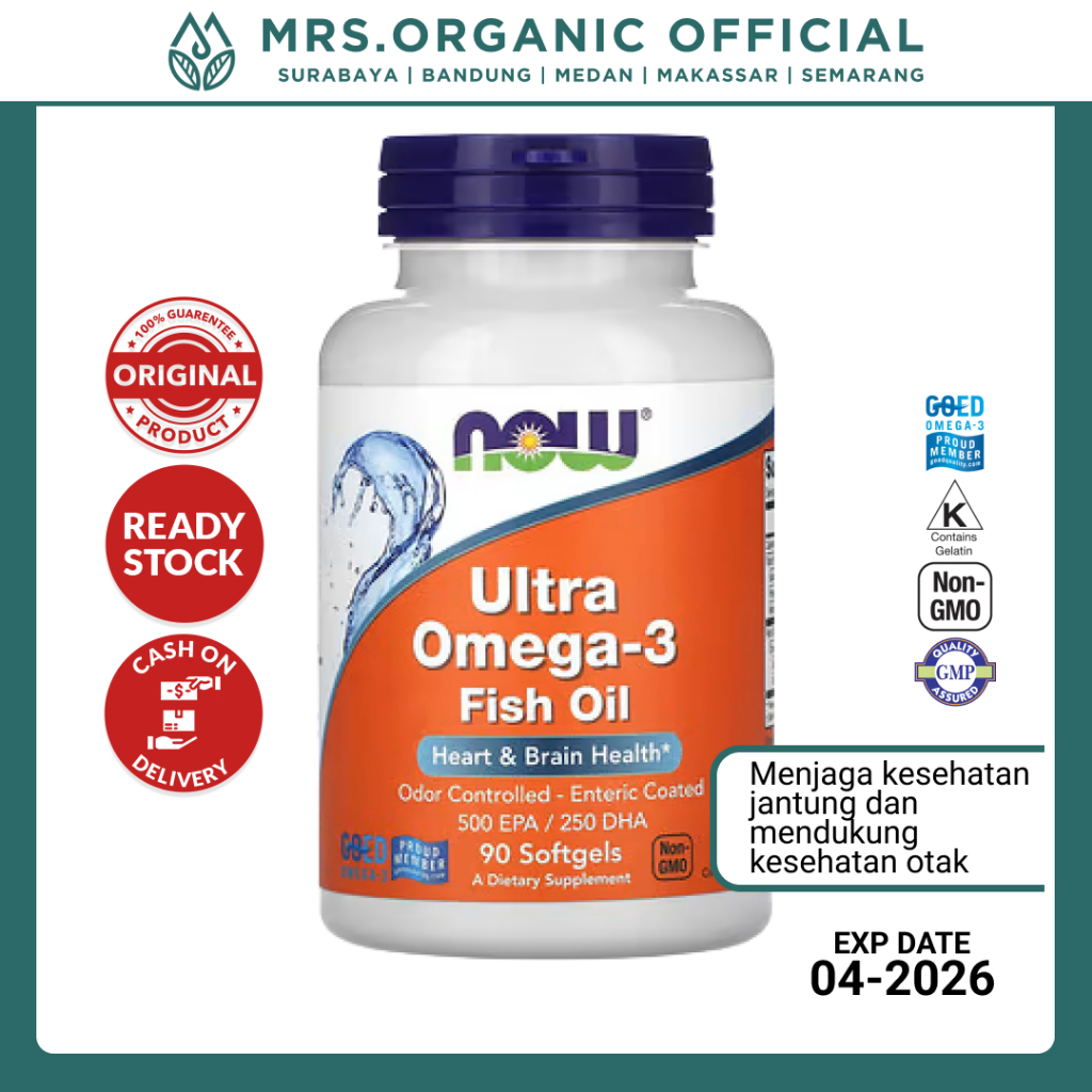 Jual Minyak Ikan Ultra Omega3 500 EPA/250 DHA Now 90 Softgels Shopee