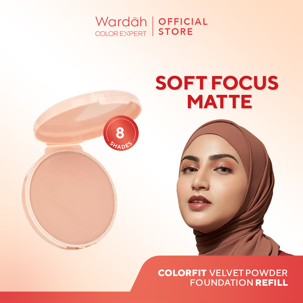WARDAH Colorfit Velvet Powder Foundation Refill - Bedak Padat Dengan SPF 20 - Oil Control - Tahan Lama Hingga 12 Jam - Hasil Matte Coverage Natural - Makeup