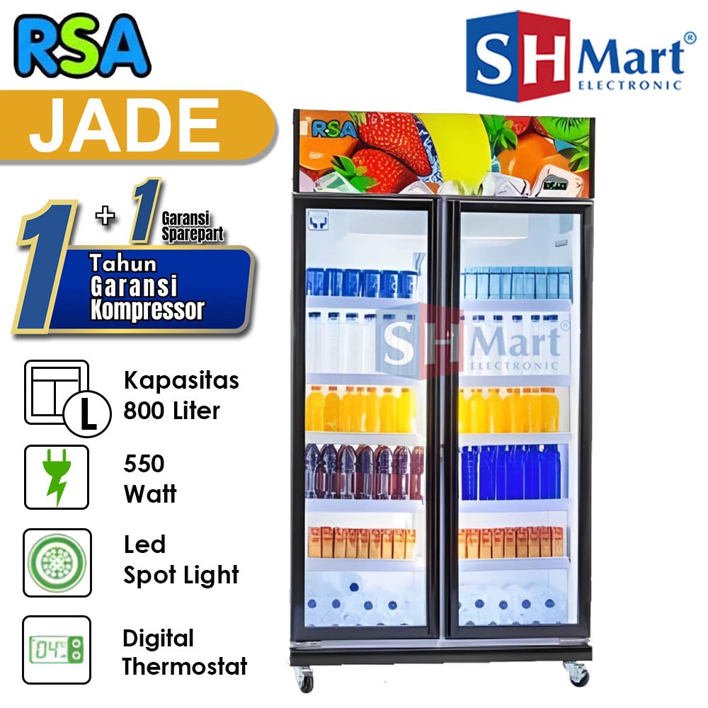 Jual SHOWCASE RSA 2 PINTU JADE 800 LITER 10 RAK / TOPAZ750 730 LITER 8 ...