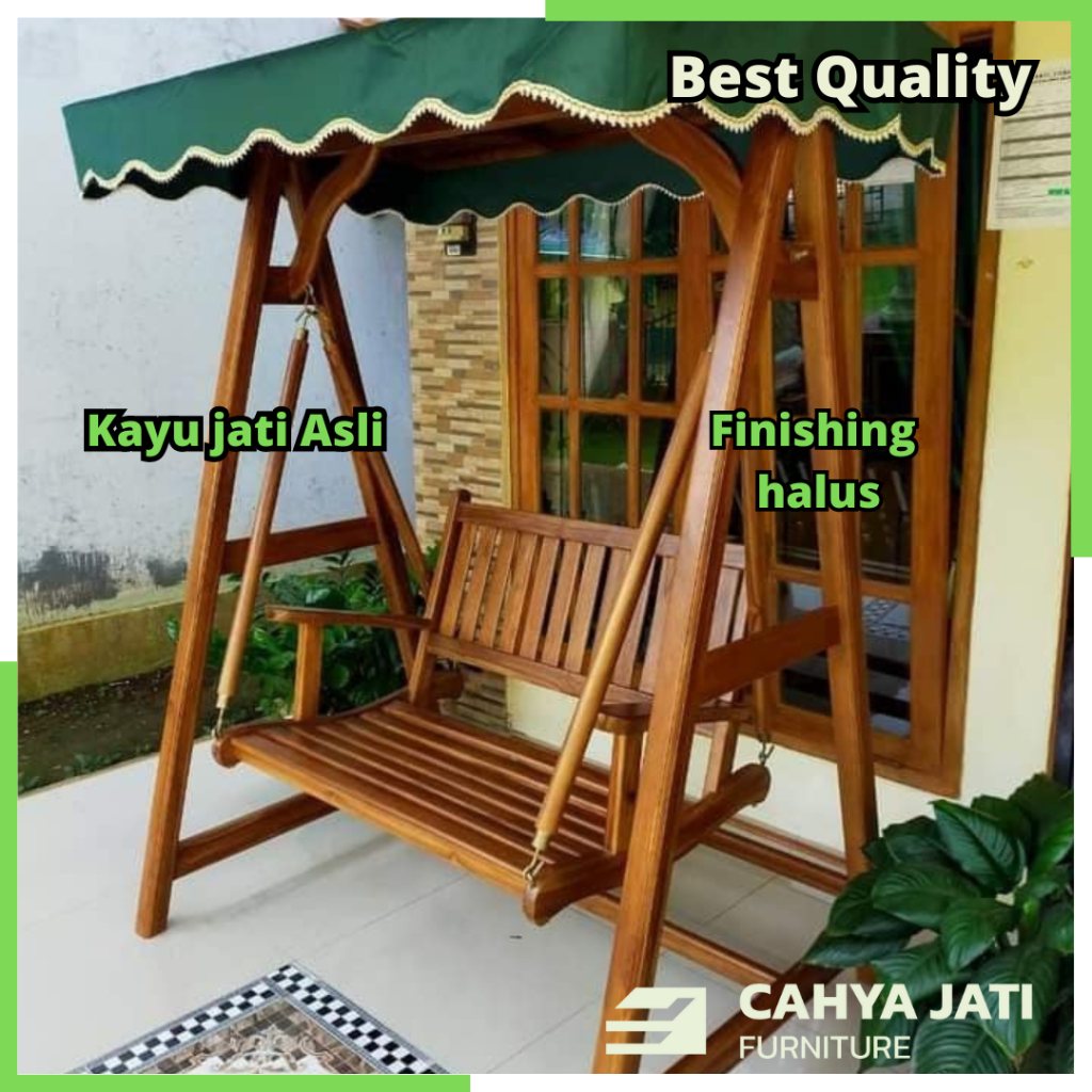 Jual Kursi Ayunan Kayu Jati Gantung Kanopi Teras Outdoor Model Minimalis Produk Asli Jepara