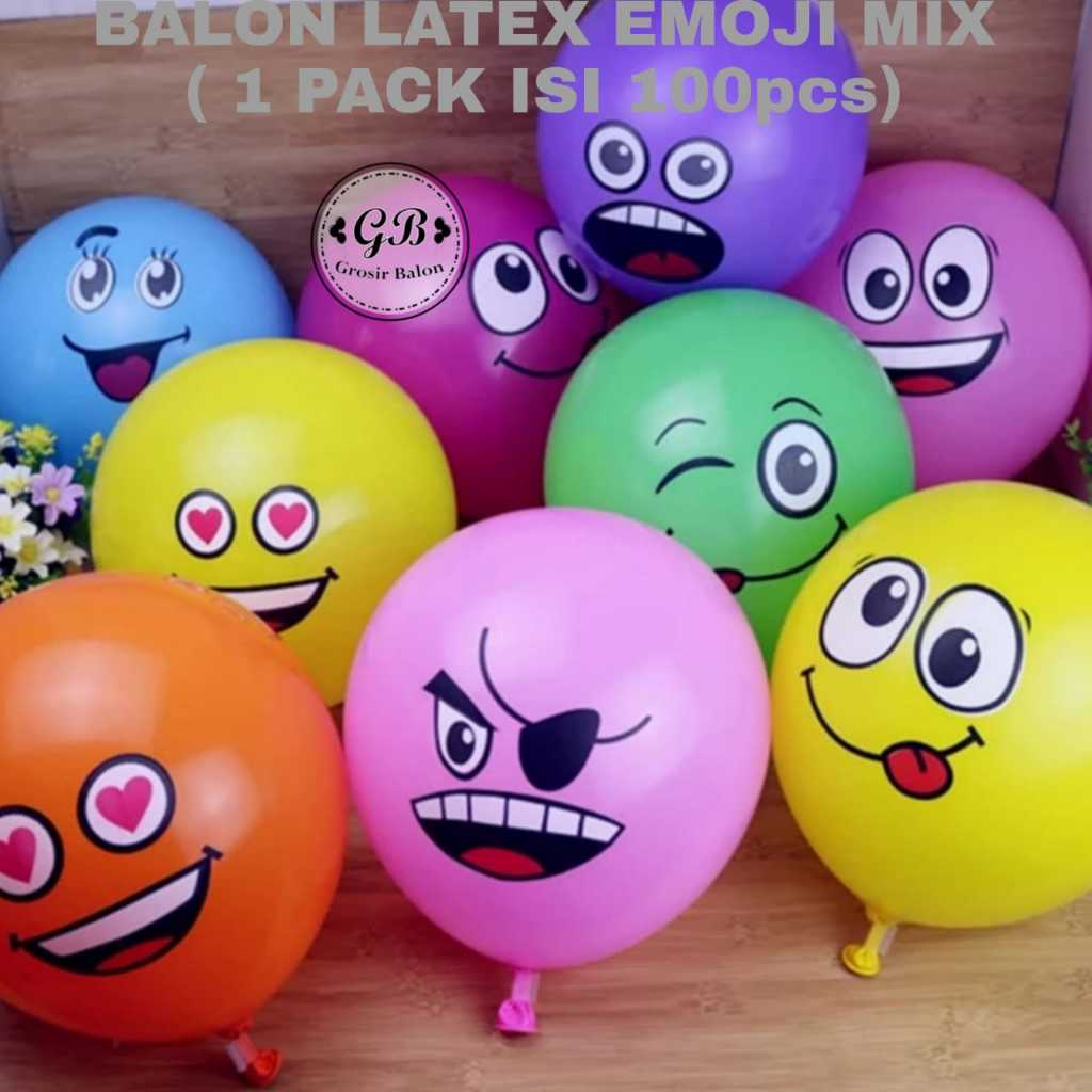 Jual 1 Pack Isi 100pcs Balon Latex Emoji Mix Balon Latex Emoji Smile