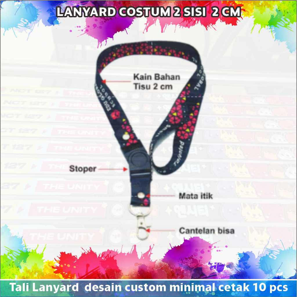 Jual Custom Cetak Tali Lanyard Full Print Sublim 2 Cm 2 Sisi Desain