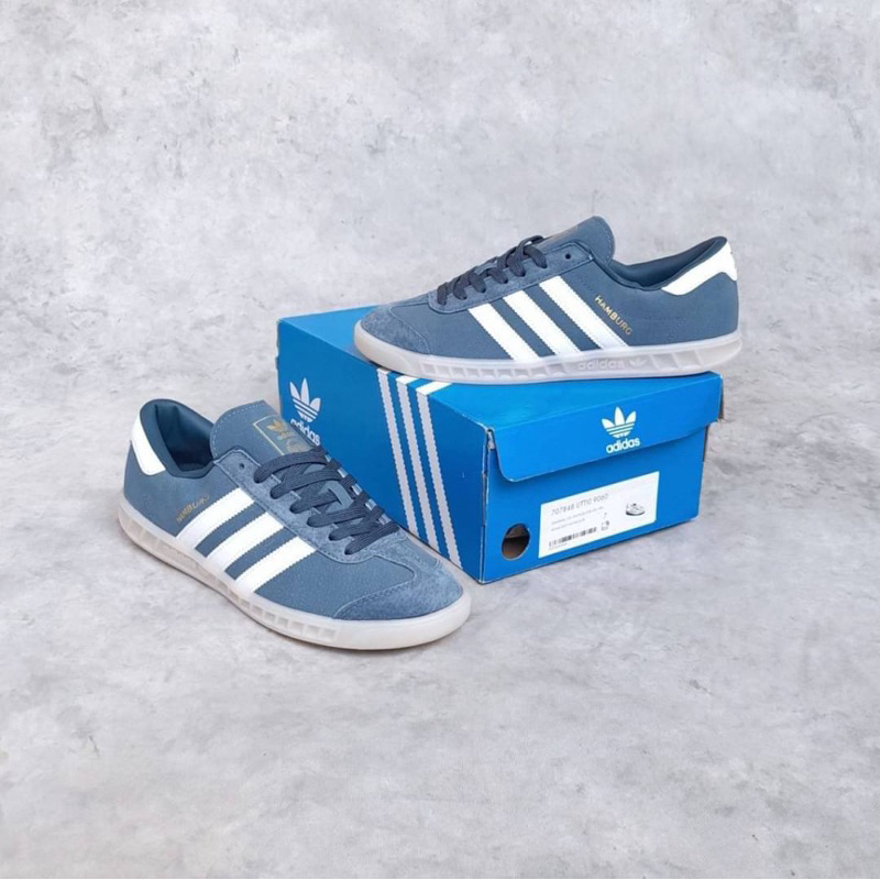 Jual Adidas Hamburg Tech indigo Navy White | Shopee Indonesia