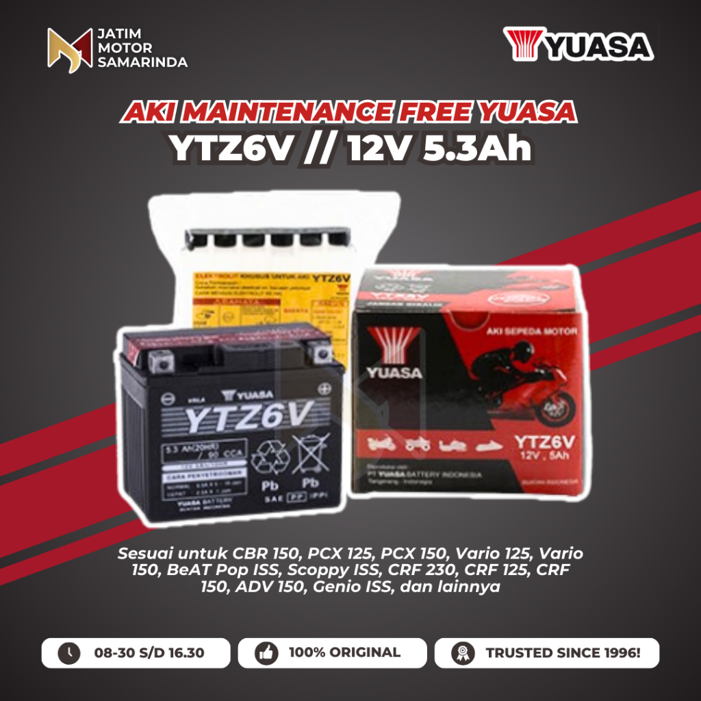 Jual Yuasa Aki Maintenance Free YTZ6V 12V 5Ah Aki Kering Untuk Satria