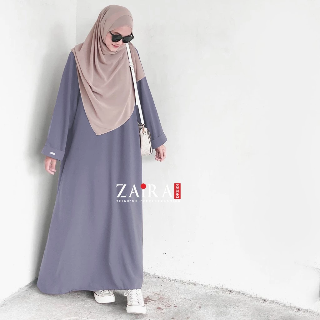 Zaira Dress Abaya Polos Dubai tampilan depan