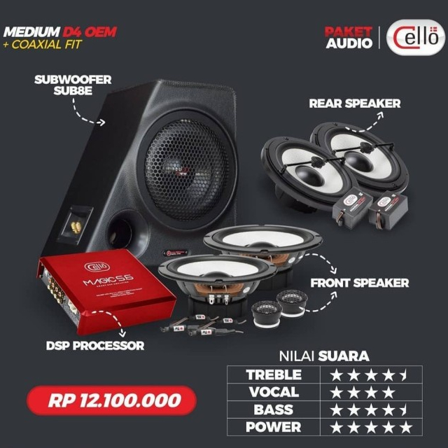 Jual Paket Audio Mobil D Subwoofer Pojok Bagasi Sudut Belakang Audio Cello Shopee Indonesia