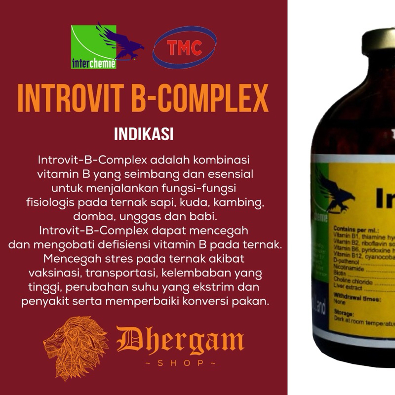 Jual INTROVIT B COMPLEX / INJEKSI B KOMPLEK / VITAMIN HEWAN TERNAK SAPI ...