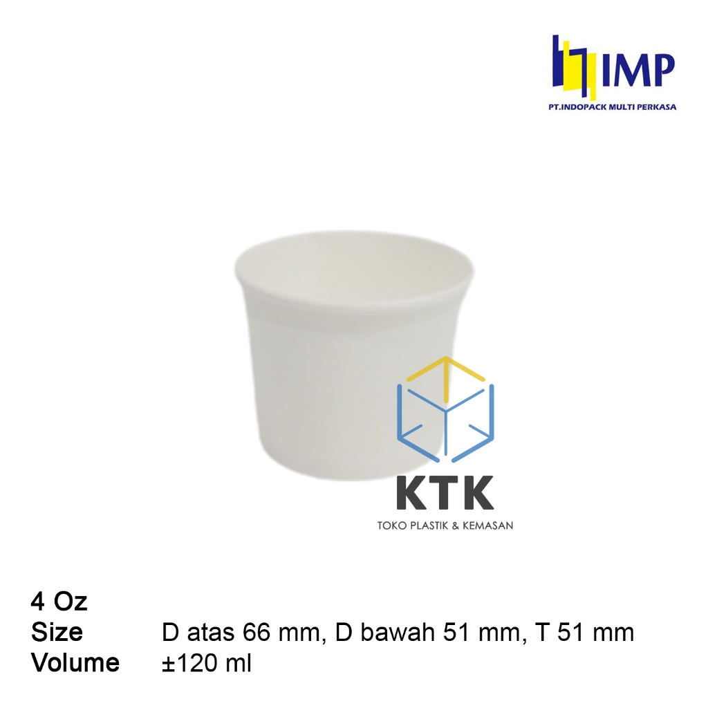 Jual Paper Cup 4 Oz White 50's Gelas Kertas Putih Hot IMP Es Krim ...
