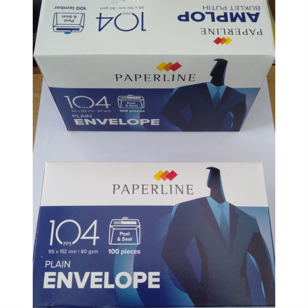Jual (1PACK) AMPLOP PUTIH POLOS + PEREKAT PAPERLINE 104 Dus Biru ...