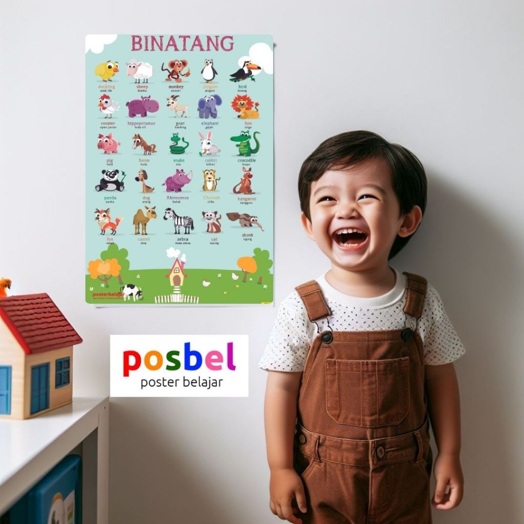 Jual Posbel Binatang Tipe 08 Poster Pendidikan Edukasi Belajar Mainan
