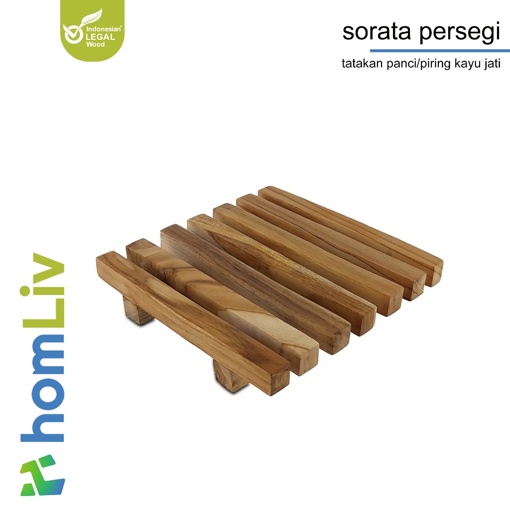 Jual Homliv Tatakan Piring Kayu Jati Cm Sorata Persegi Wooden Placemats Alas Panci