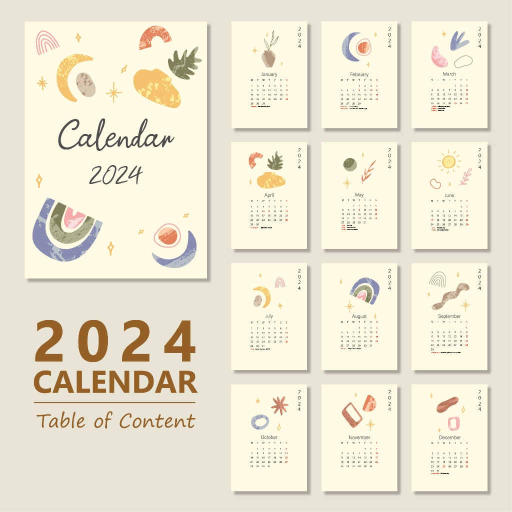 Jual Kalender Aesthetic 2025 #Model Gantung (Ukuran 14,8x10,5 cm ...