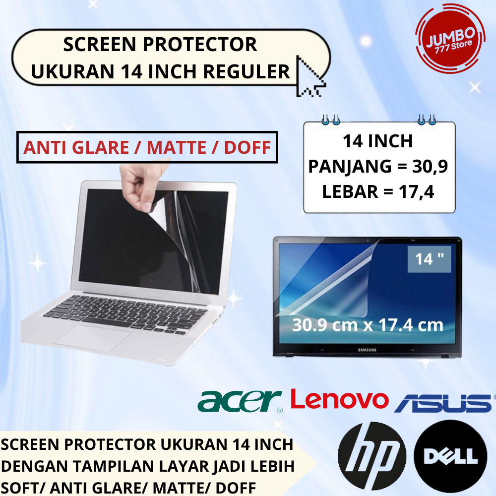 Screen Protector Laptop Reguler 14 Inch Matte Doff Anti Glare
