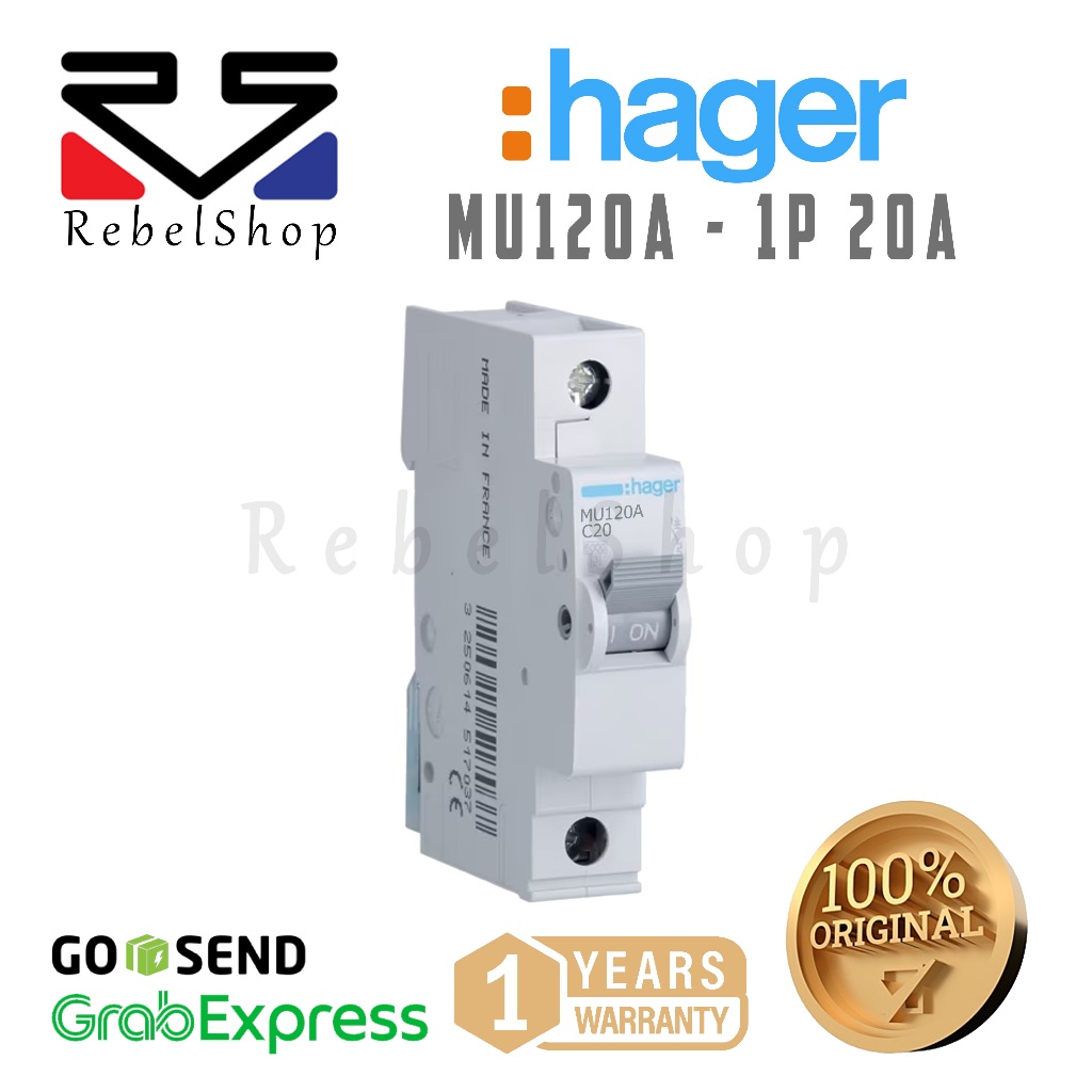 Disjoncteur Hager 1 Phase + Neutre 20A 6kA Courbe D - Connexion Vis/Vis