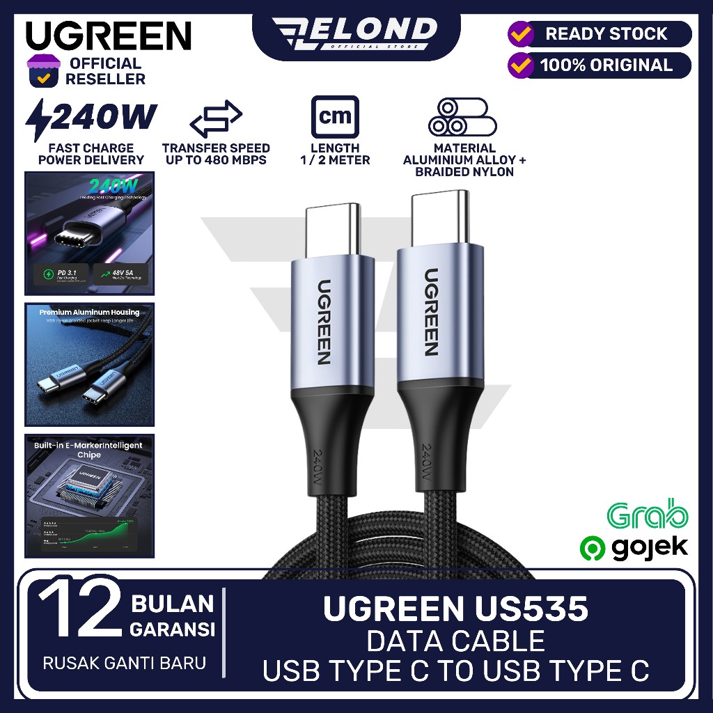 Jual Ugreen Kabel Data Usb Type C W To Usb Type C Untuk Macbook