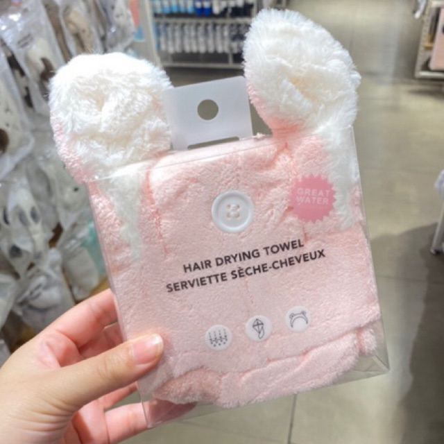 Jual Miniso Hair Drying towel pink ears Shopee Indonesia