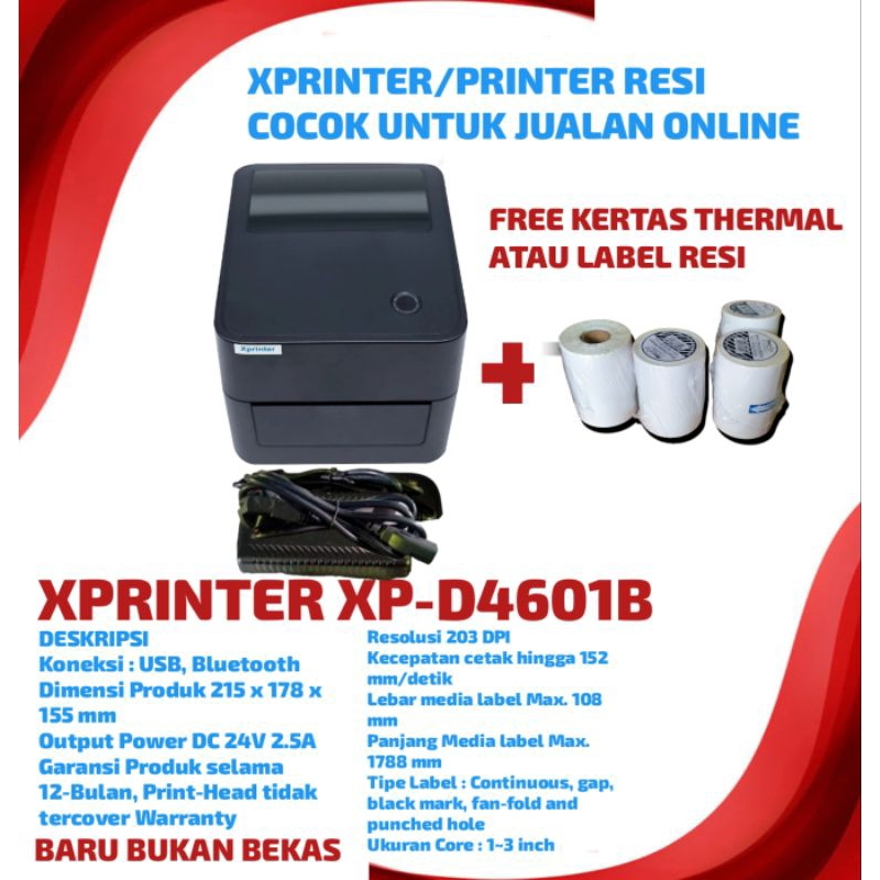 Jual Printer label thermal Bluetooth Xprinter XPD4601B Shopee Indonesia
