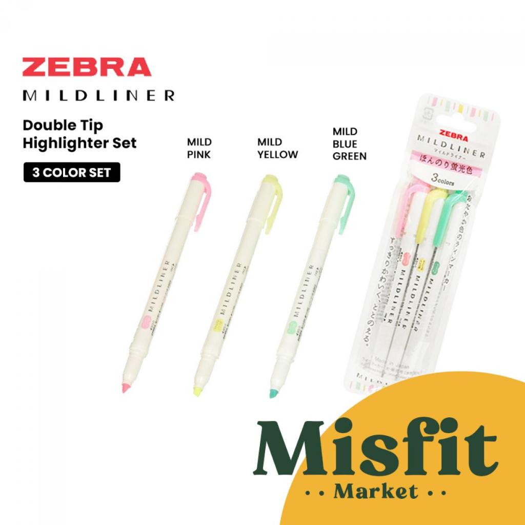 Zebra Mildliner SET Double Tip Highlighter Midliner Pastel Warna
