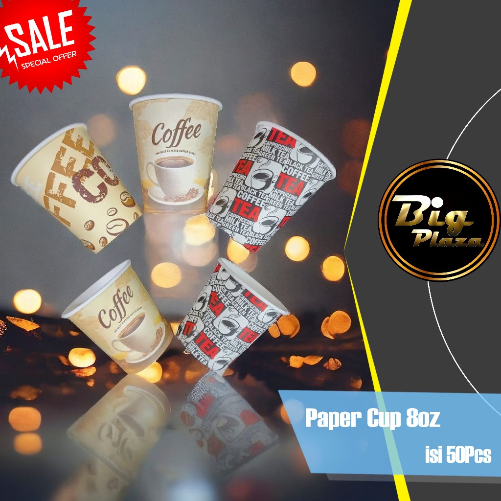 Jual Paper Cup 8oz isi 50Pcs Gelas Kopi Kertas Putih Hot Cup Papercup ...