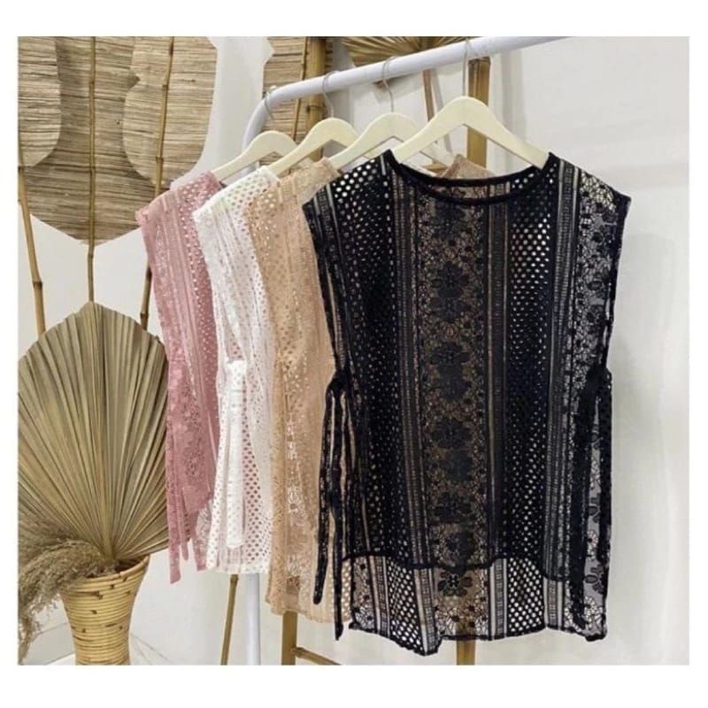 Jual VEST BRUKAT TALI PREMIUM / VEST BRUKAT TALI / LACE ROMPI BRUKAT ...