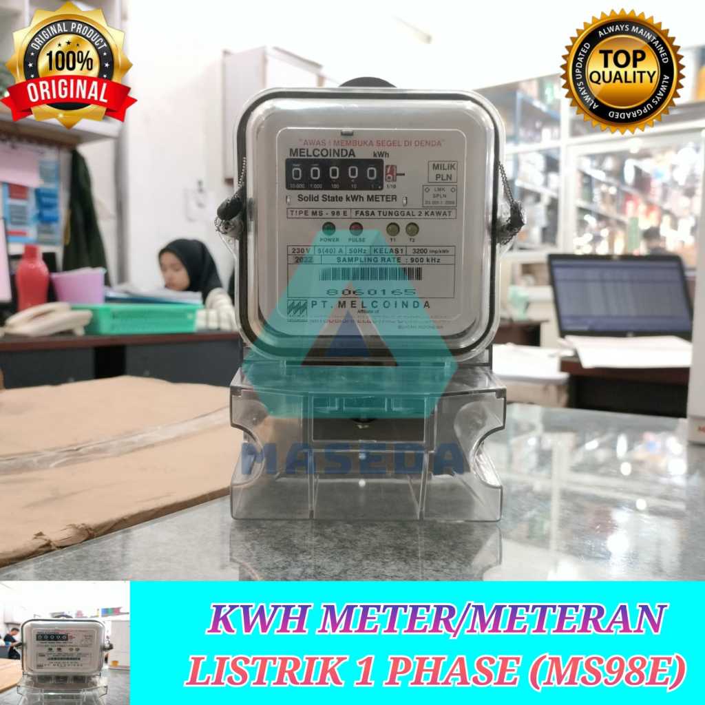 Jual KWH Meter Meteran Listrik MS 98 E 1 Phase 5(40)A kwh listrik rumah ...