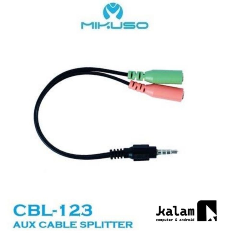 Jual KABEL AUX MIKUSO CBL-123 CABEL SPILITTER 3.5mm | Shopee Indonesia