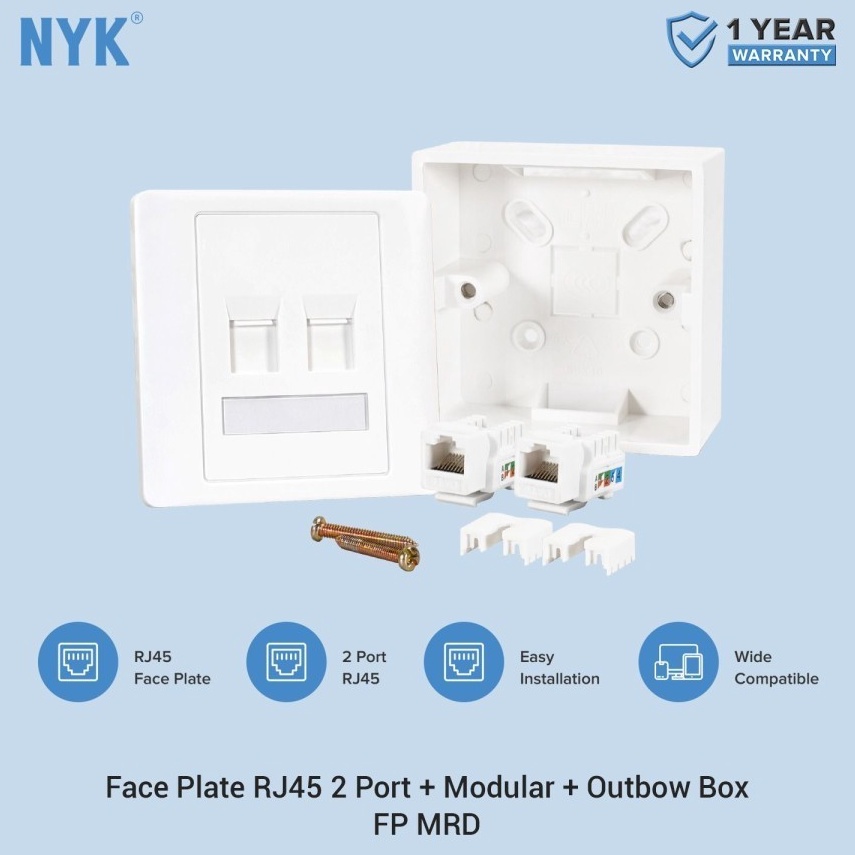Jual ART I72X Faceplate outbow rj45 nyk 2 port w modular 11Mbps ...