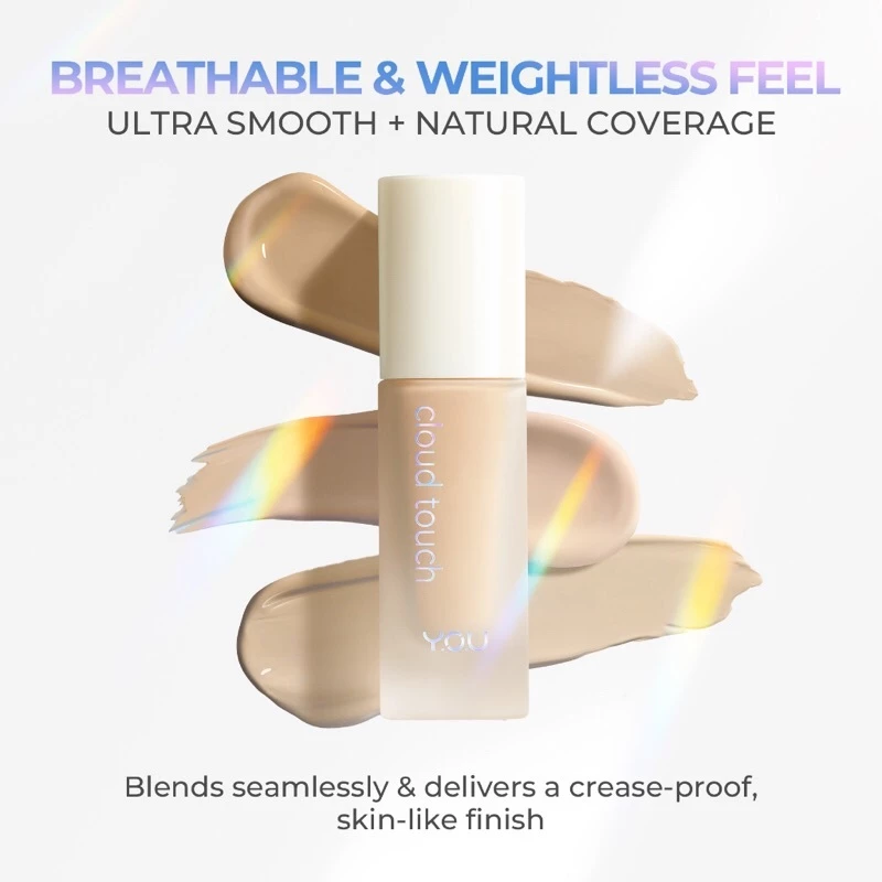 YOU Cloud Touch Blurring Skin Tint / Matte Cover Liquid Foundation Natural Matte Finish Coverage SPF 25 PA+++ 24H Liquid 24Jam | AutoStock